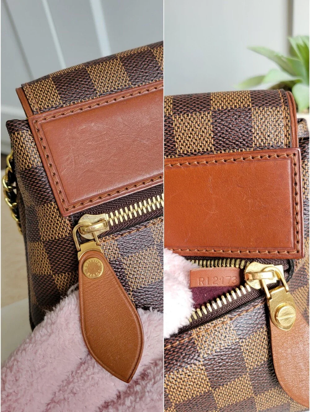 Louis Vuitton Ascot Damier Ebene Shoulder Crossbody Bag with Gold Hardware
